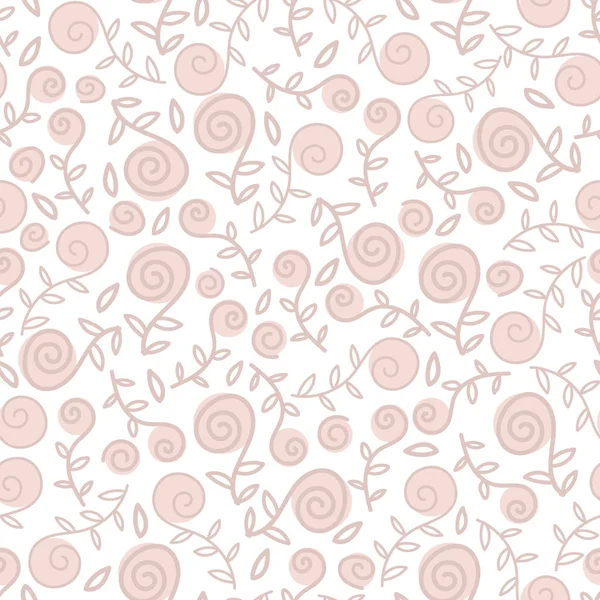 Nahtloses Vektormuster mit pastellfarbenen Doodle-Rosenblüten auf weißem Hintergrund — Stockvektor