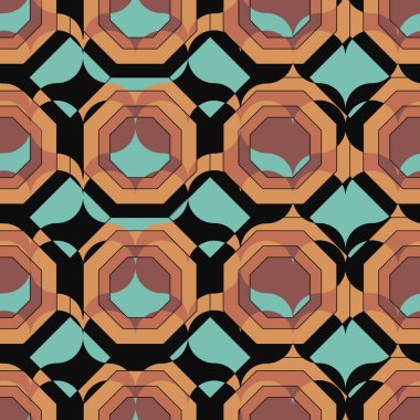 Gizlediği kalp şekilleriyle kusursuz vektör geometrik soyut desen