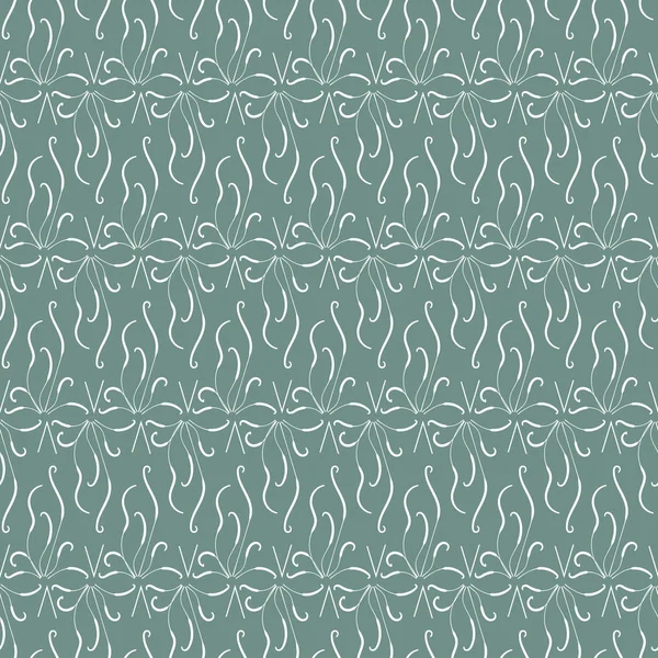 Patrón de vector sin costuras con ornamento lineal blanco orgánico sobre un fondo verde azulado — Vector de stock