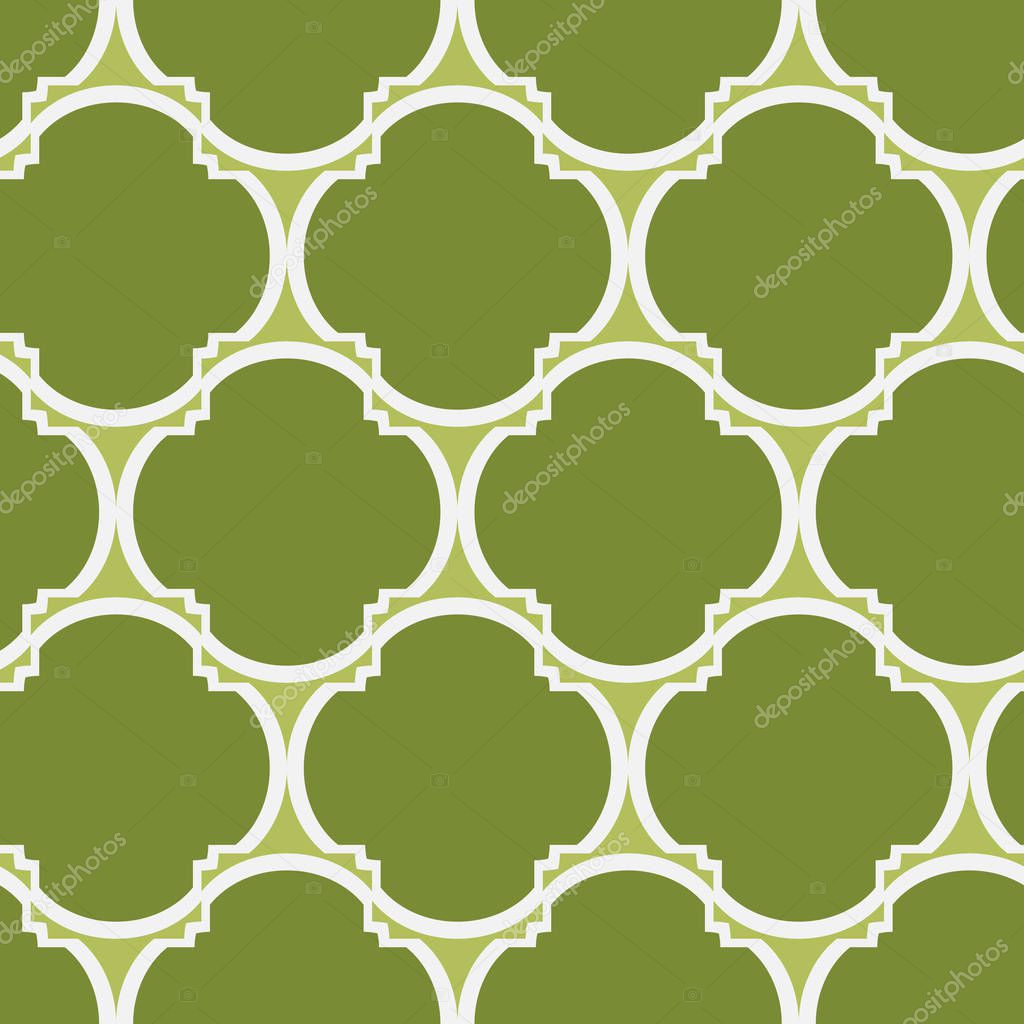 seamless vector pattern with green geometric four leaves clover shapes