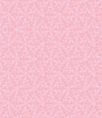 Bitkisel damaske süslemesi olan pürüzsüz vektör deseni soluk pembe renklerde