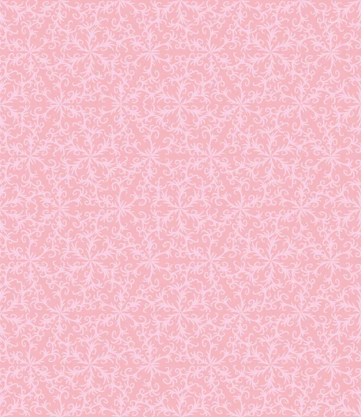 Seamless vector pattern with botanical damask ornament in pale pink colors — 스톡 벡터