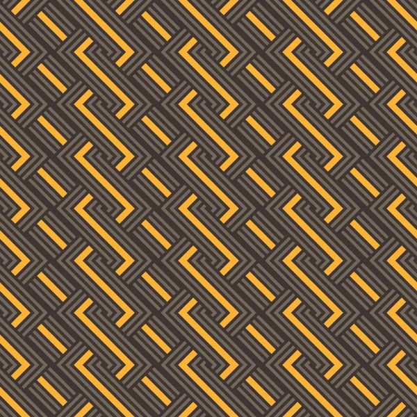 Patrón vectorial geométrico abstracto sin costura con líneas de tejido amarillo dorado y marrón — Archivo Imágenes Vectoriales