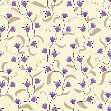 Romantik mor bahar çiçekleriyle kusursuz vektör deseni