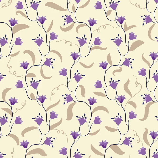 Seamless vector chintz pattern with romantic purple spring flowers — 스톡 벡터