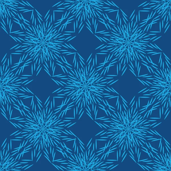 Patrón ornamental vector sin costuras con estrellas de copo de nieve azul — Vector de stock