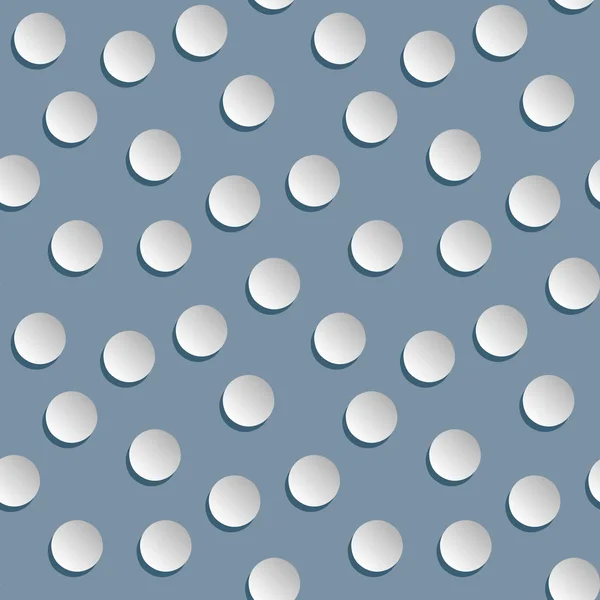 Seamless vector polka dot pattern with papercut snowballs in cold calm colors — Stock Vector