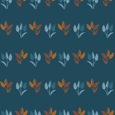 Mavi ve turuncu yapraklı pürüzsüz vektör çizgileri