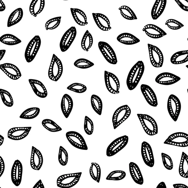 Sömlös vektor mönster med svarta blad på en vit bakgrund — Stock vektor