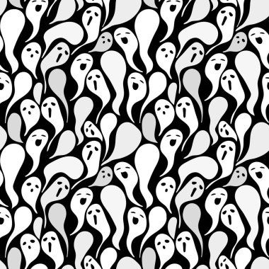 Ürkütücü hayalet siluetleriyle kusursuz Cadılar Bayramı deseni