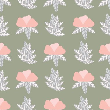 Sessiz renklerde çiçeksiz vektör deseni