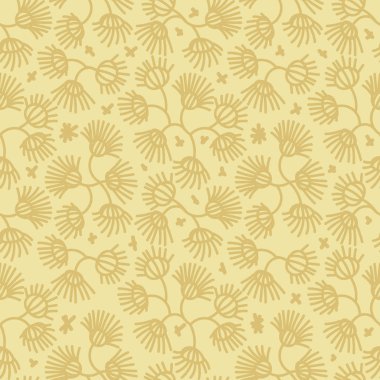 Basit sarı çiçekli kusursuz vektör botanik deseni