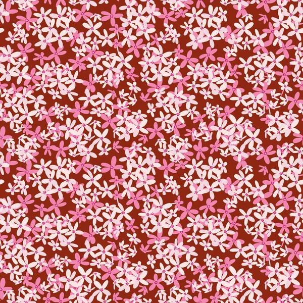 Бесшовный векторный рисунок с маленькими розовыми цветами — стоковый вектор