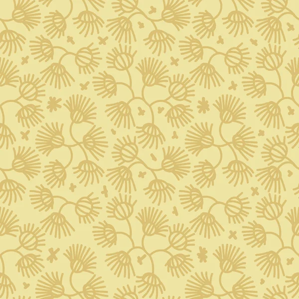 Seamless vector botanical pattern with simple yellow florals — 스톡 벡터