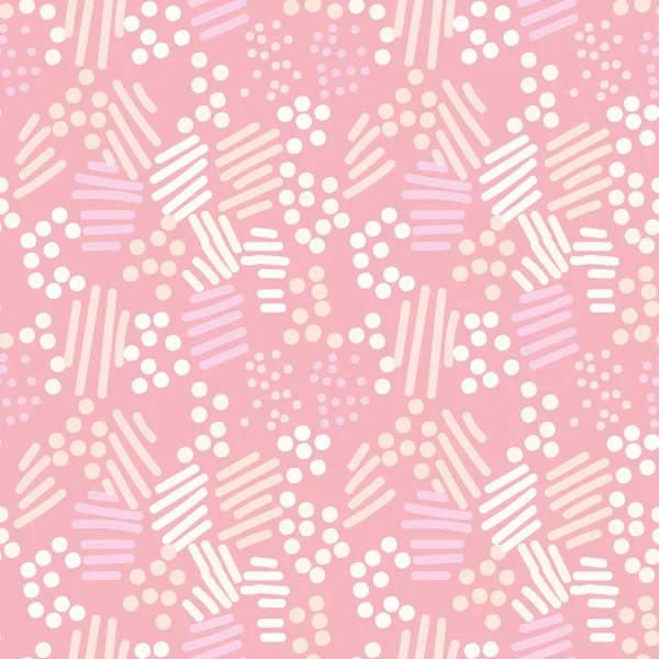 Безшовний векторний абстрактний візерунок з лініями і крапками на рожевому пекарні — стоковий вектор