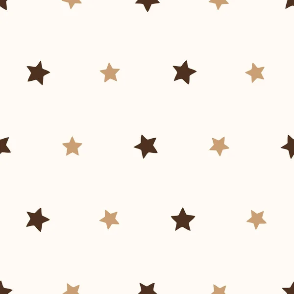 Simple vector seamless pattern with chocolate colored stars — 스톡 벡터