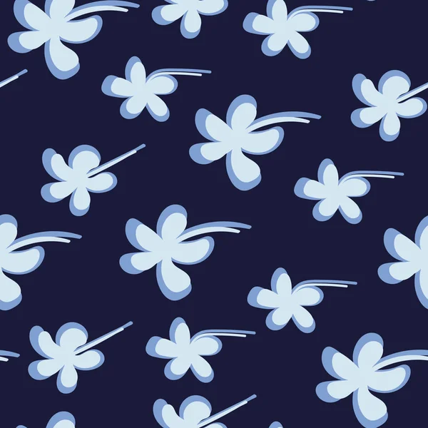 Zökkenőmentes vektor minta botanikai formák egy sötét haditengerészeti kék háttér — Stock Vector
