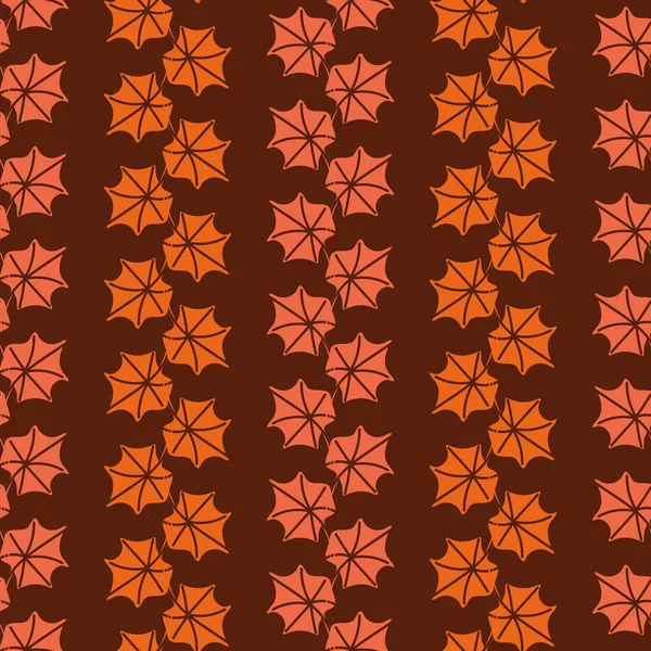 Patrón de vector sin costuras con hojas de hiedra naranja sobre un fondo marrón — Archivo Imágenes Vectoriales
