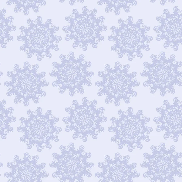Pastel blue mandalas seamless vector pattern — Stock Vector