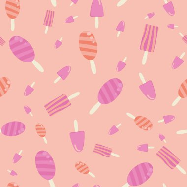 pink ice cream sticks seamless vector pattern