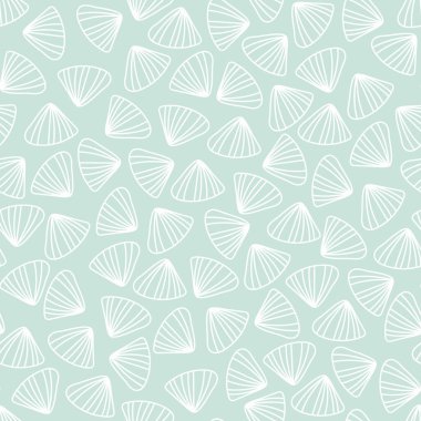 simple doodle shells seamless vector pattern on a pastel aqua blue background