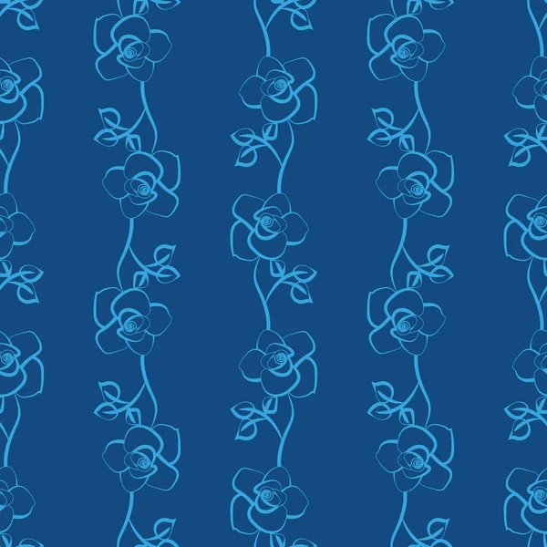 Blue rose stripes seamless vector pattern — Stockvector