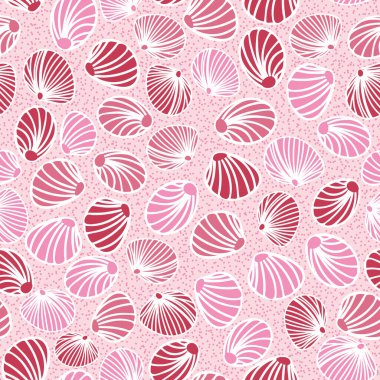 pink clam shells on sand seamless vector pattern