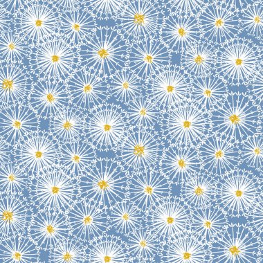 seamless vector pattern with meadow full of decorative dandelion seedheads clipart