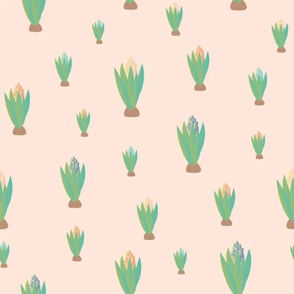 Seamless vector pattern wih budding hyacinth flowers — Stockvektor