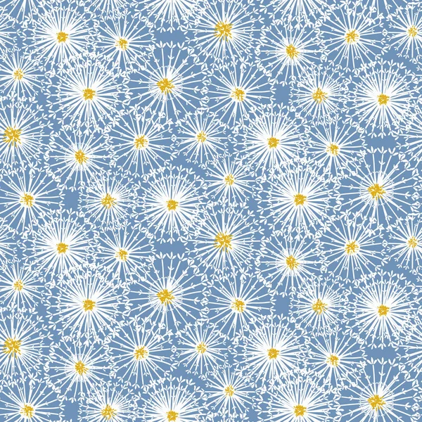 Seamless vector pattern with meadow full of decorative dandelion seedheads — Stockvektor