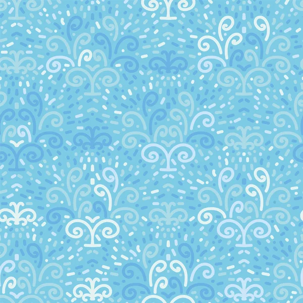Blue water fountains seamless vector pattern — Διανυσματικό Αρχείο
