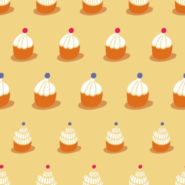 simple cupcakes seamless vector pattern