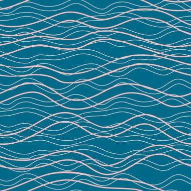 abstract wavy ocean lines seamless vector pattern