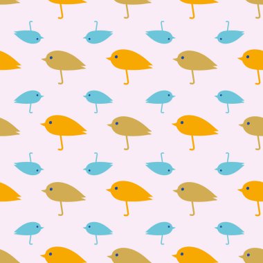 sarı ve mavi kuşlar kusursuz vektör deseni