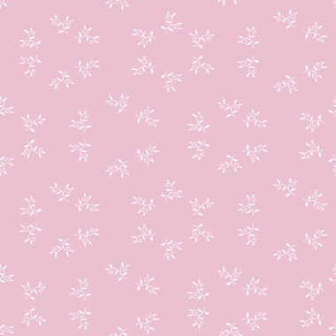 Basit botanik hassas pembe kusursuz vektör deseni