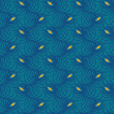 deniz mavisi ve tavus kuşu tüyleri kusursuz vektör deseni