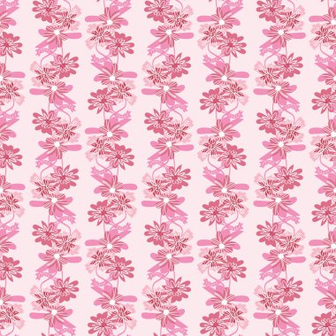 Pembe çiçekli çizgiler kusursuz vektör deseni