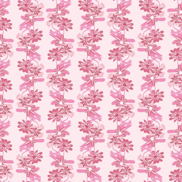 Rosa florale Streifen nahtloses Vektormuster — Stockvektor