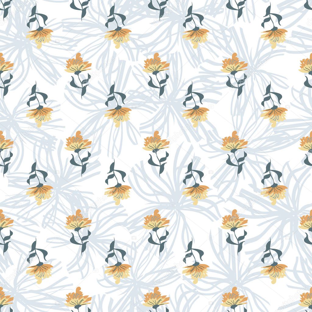 rows of yellow flowers seamless vector pattern