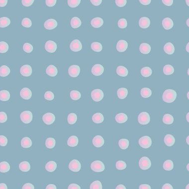 Pembe benekli noktalar mavi üzerinde kusursuz vektör deseni