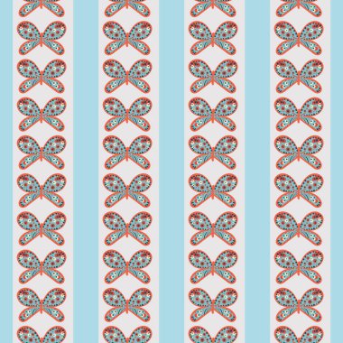 Kelebek dikey çizgileri kusursuz vektör deseni