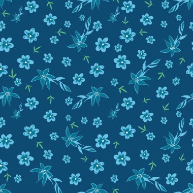 blue flowers seamless vector garden pattern