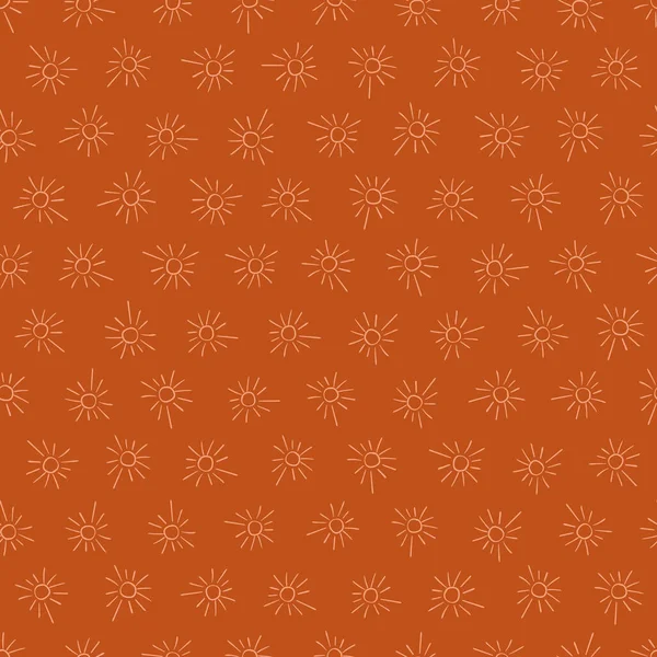Doodle sol formas sin costura vector naranja patrón — Vector de stock
