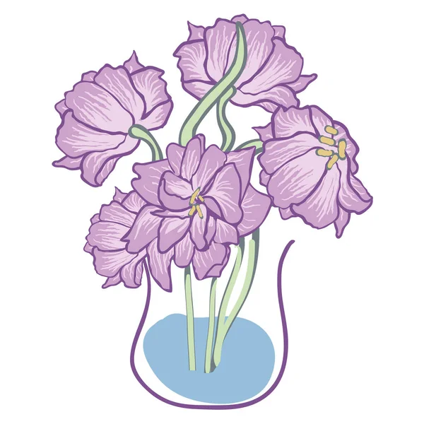 Papageientulpen in der Vase Vektor Illustration — Stockvektor