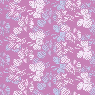 Menekşe orkideler çizgili, pürüzsüz vektör deseni