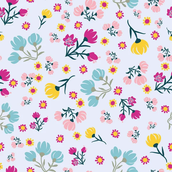 Floral summertime seamless vector pattern — Stock Vector