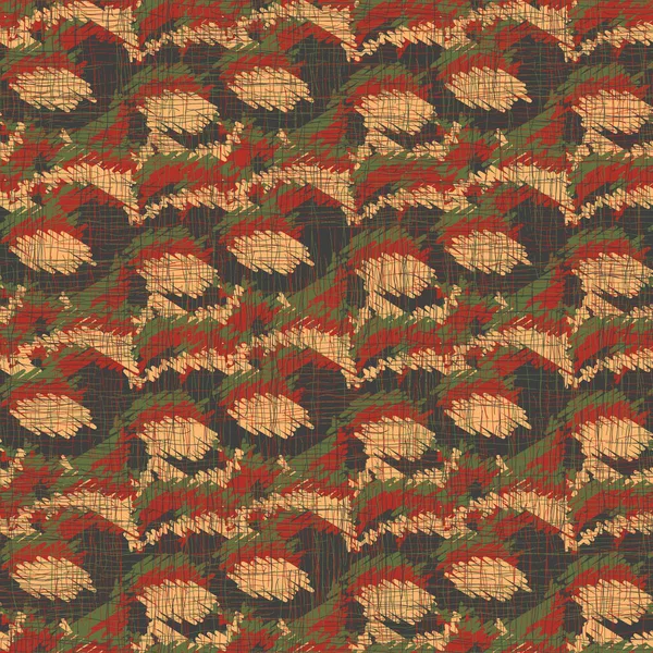 Abstract getextureerde naadloze vector patroon in bruin, rood groen en beige kleuren — Stockvector