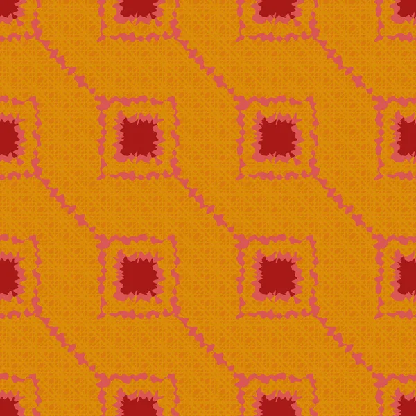 Κόκκινα τετράγωνα σε πορτοκαλί φόντο γεωμετρική αφηρημένη αδιάλειπτη διανυσματικό μοτίβο — Διανυσματικό Αρχείο
