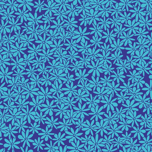 Flores azules prado patrón vectorial sin costuras — Vector de stock