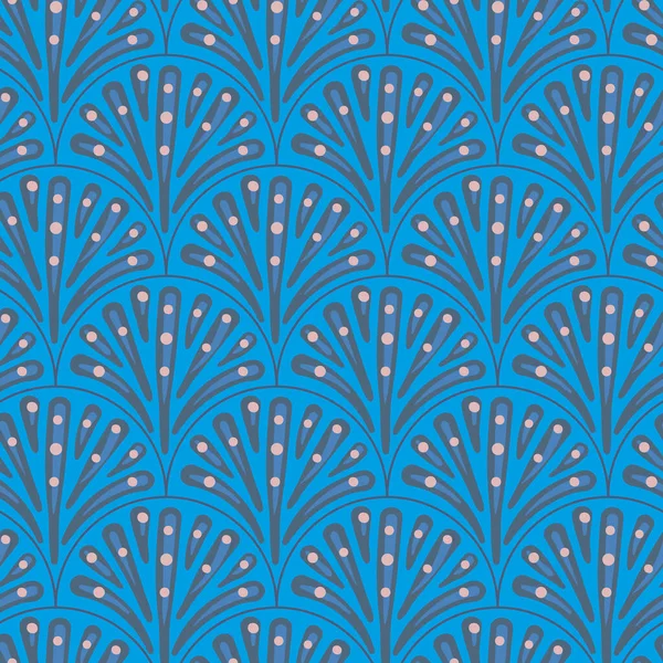 Cola de pavo real patrón azul vector sin costura — Vector de stock